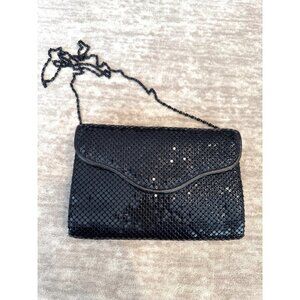 1980s Vintage Black Metal Mesh Purse Bag Sparkly Formal